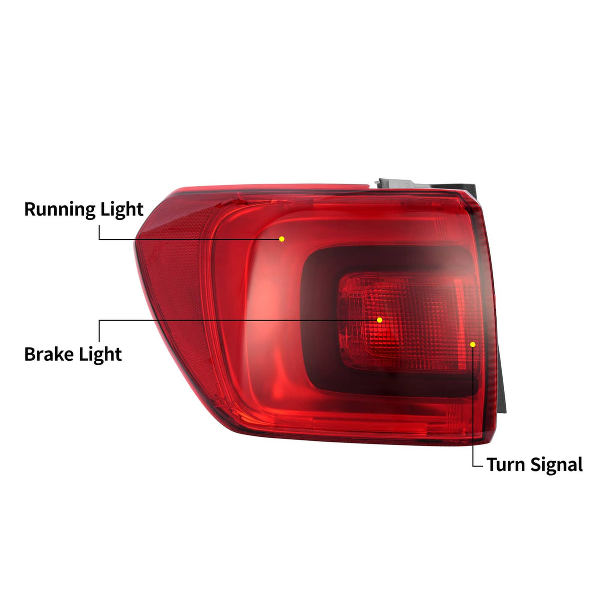 Solid Spare Left Driver Side LED Outer Tail Light Brake Lamp For GMC Acadia 2017 2018 2019