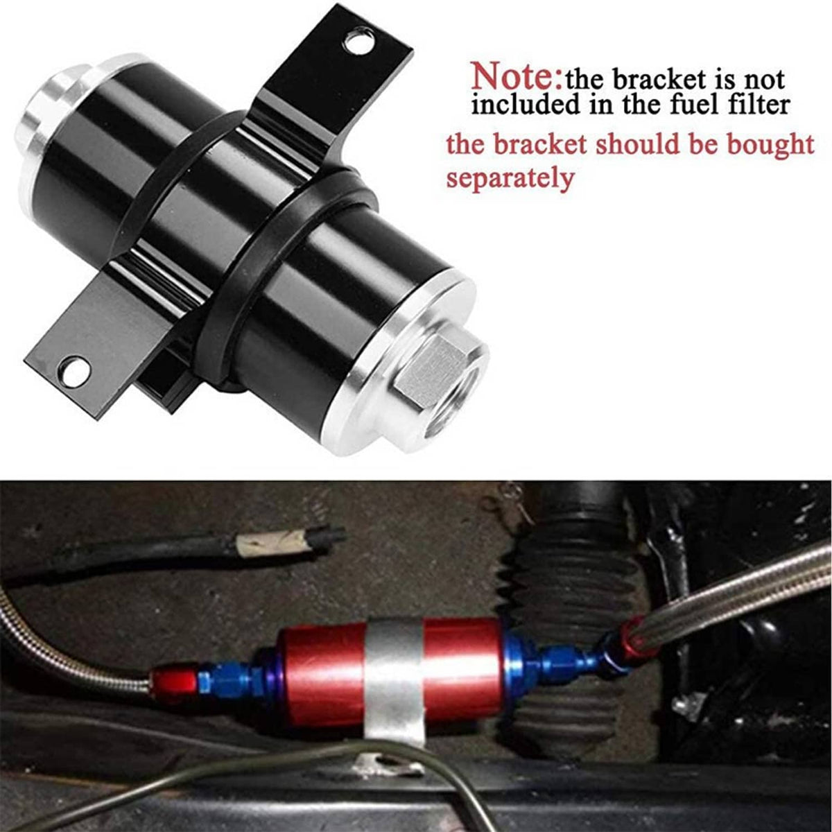 Solidspare Inline Fuel Filter 100 Micron with 6AN 8AN 10AN Adapter Universal Cleanable 58mm