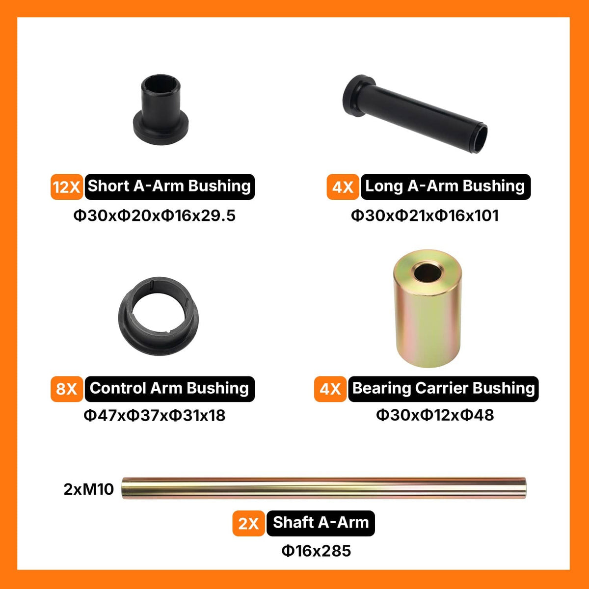 Solidspare Rear Left & Right A-Arm Bushing Shafts Kit for Polaris Sportsman 800 2005-2010