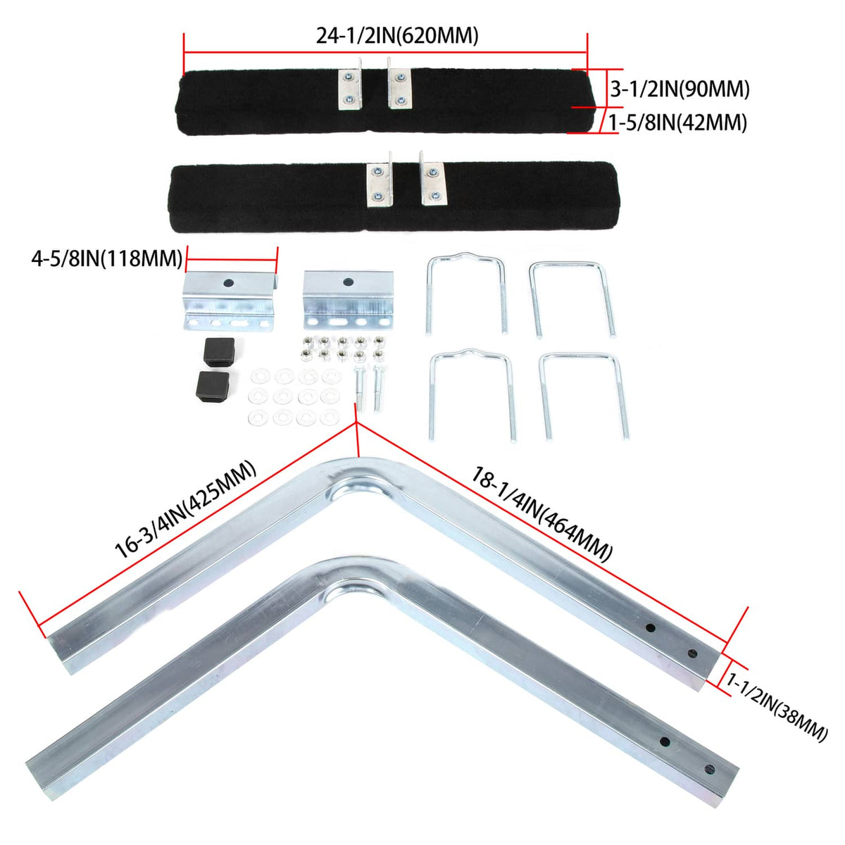 Solidspare 2 Side Boat Trailer Bunk Board Guide-On 75 degree 24" Carpeted Guides w/Hardware