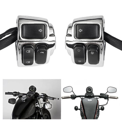 Solidspare 1" Motorcycle Handlebar Control Switches With Wiring Harness Kit For Harley