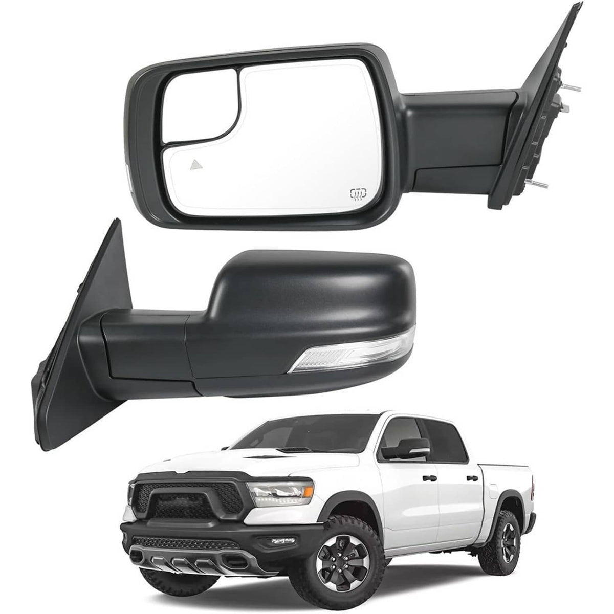 Solidspare Left Side For 2019-2024 Dodge Ram 1500 w/Power Fold Heated Mirror+LED Signal+BSD