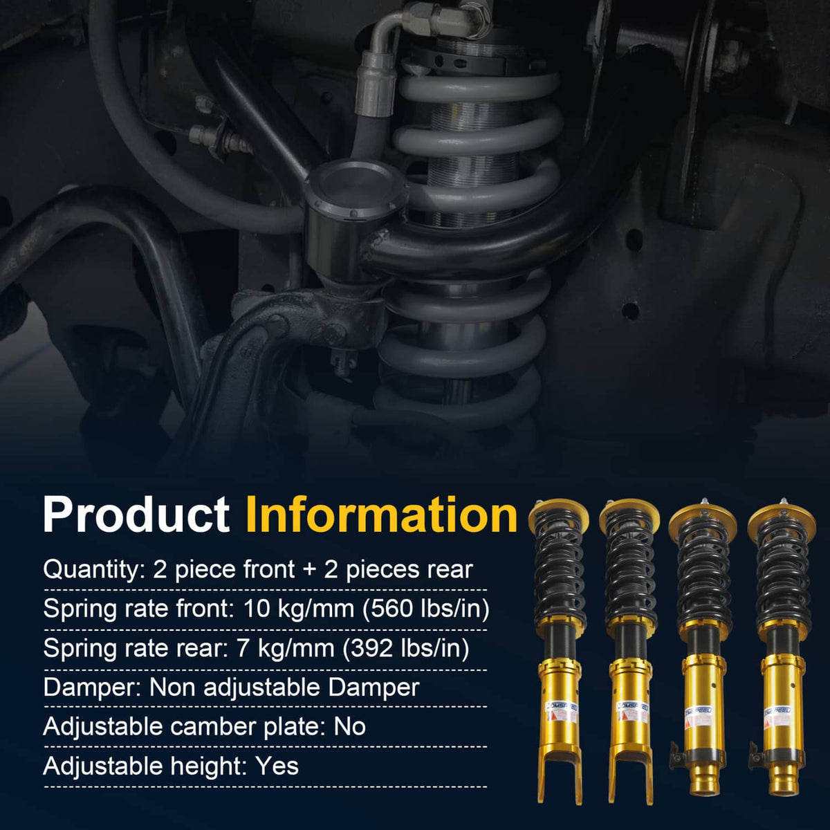 Solidspare Gold Coilovers Suspension Lowering Kit NEW For Honda Accord 2008-2012 JDMSPEED