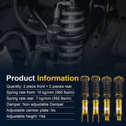 Solidspare Gold Coilovers Suspension Lowering Kit NEW For Honda Accord 2008-2012 JDMSPEED