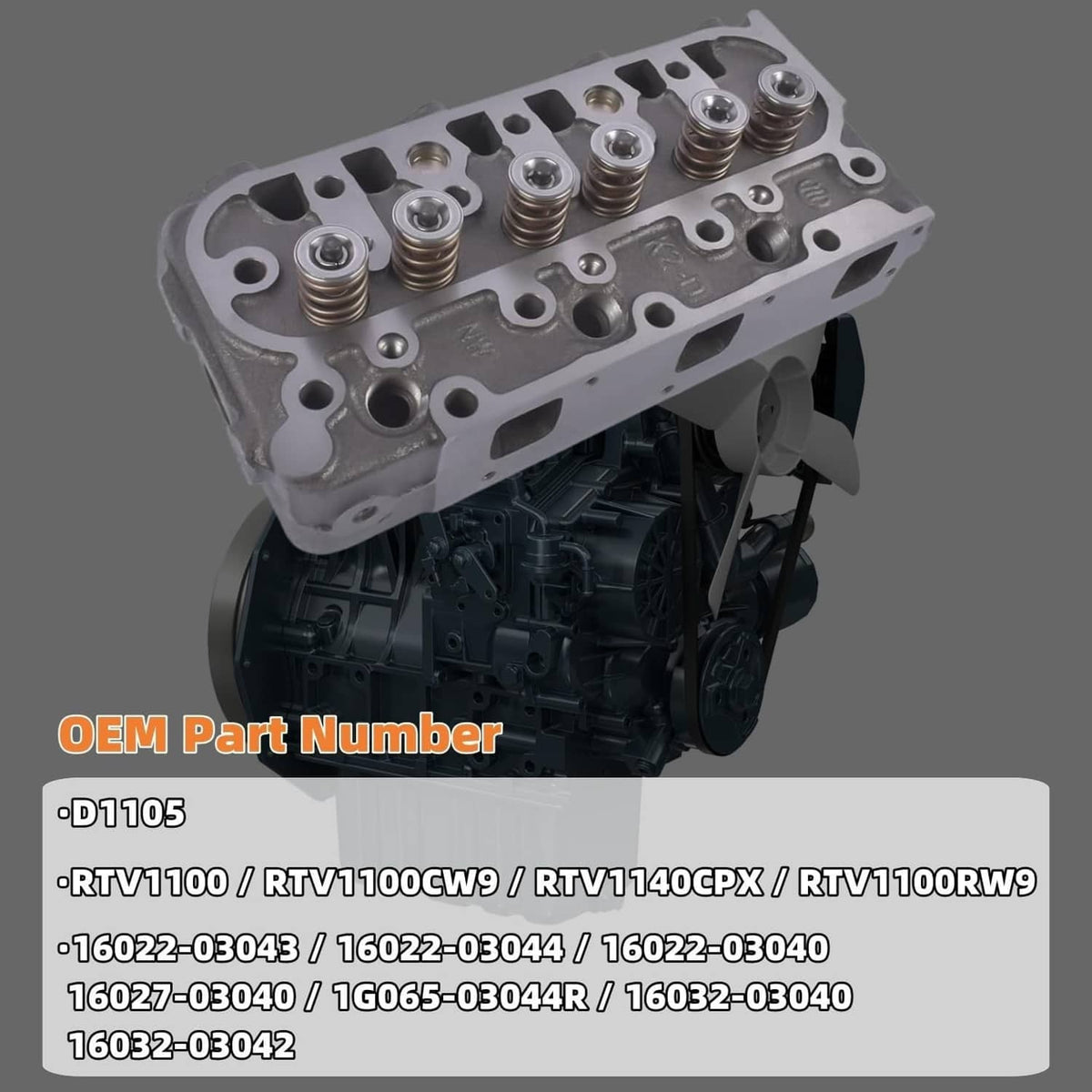 Solidspare Complete Cylinder Head Gasket Kit D1105 For Kubota RTV1100 RTV1100CW9 16022-0304