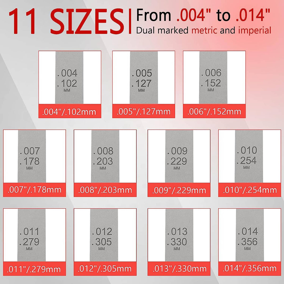 Solid Spare A308 Offset Valve Tappet Gauge 11-Blade Feeler Gauge Kit Sizes 0.004" to 0.014"