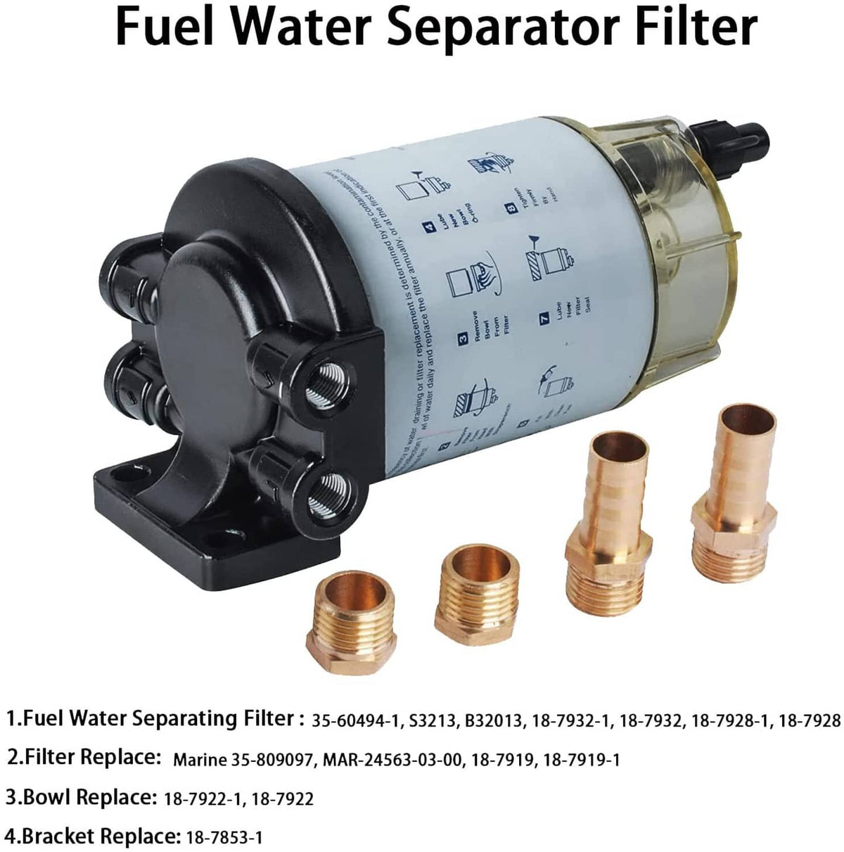 Solidspare S3213 3/8" NPT Fuel Filter / Water Separator System Fit Marine outboard Motor