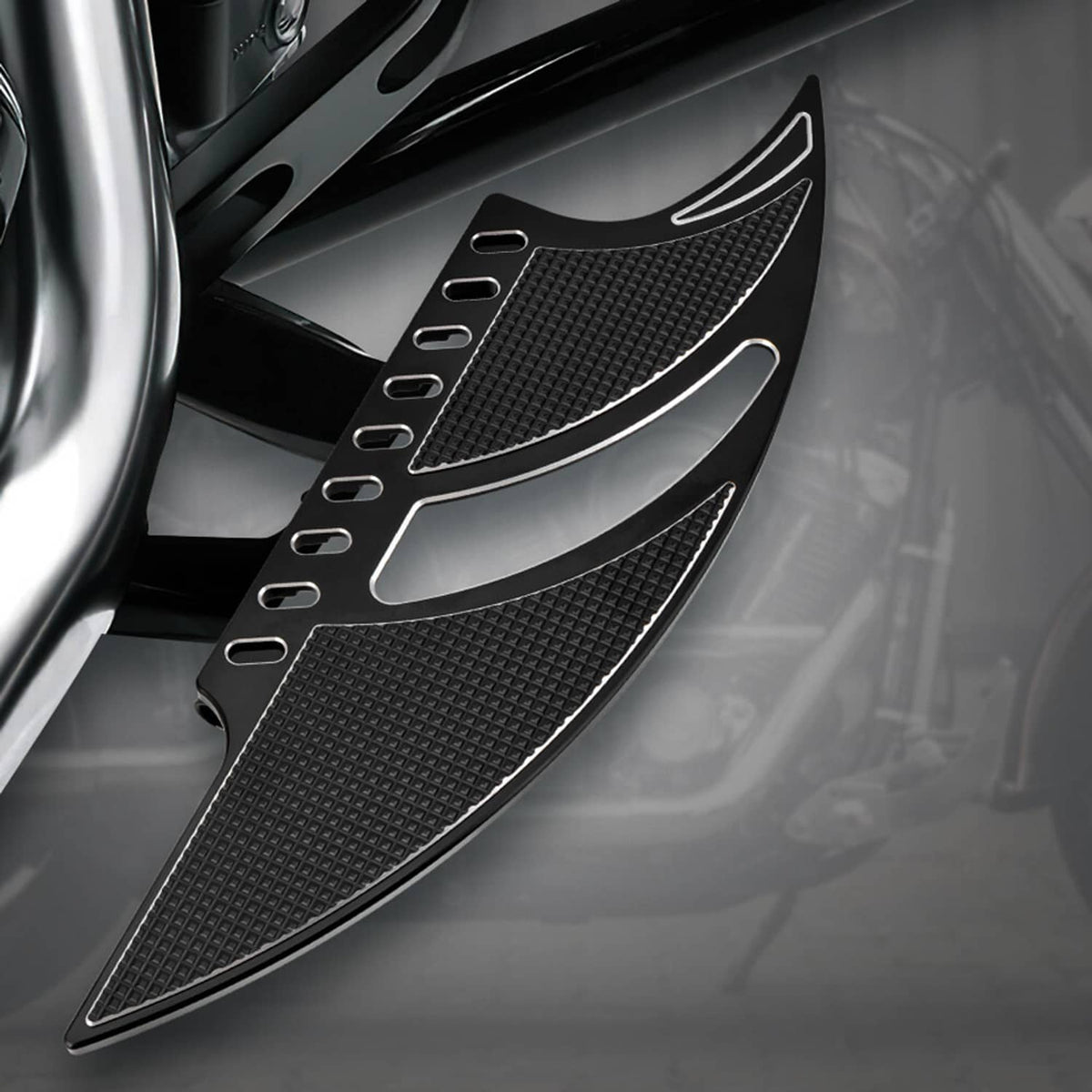 Solidspare Black Driver Stretched Floorboards CNC For Harley Electra Street Road Glide King
