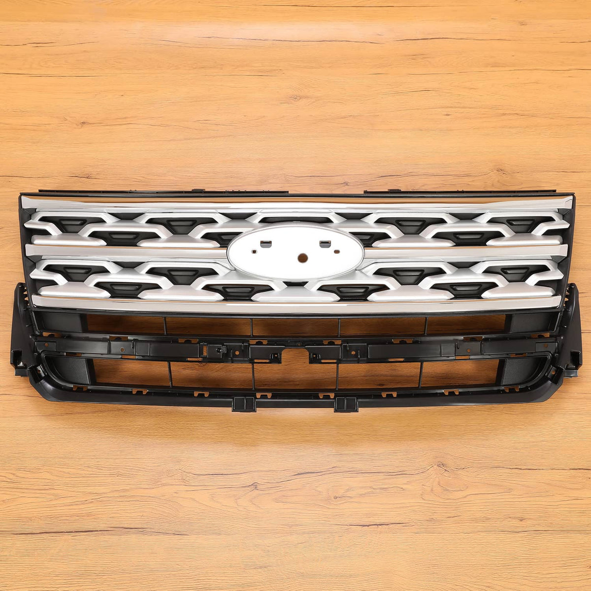 Solid Spare For Ford Explorer 2018 2019 Front Bumper Grill Upper Grille ABS Painted Chrome