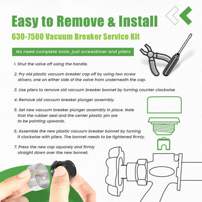 Solid Spare 2-Pack 630-7500 Vacuum Breaker Repair Kit for Mansfield 400/500 & Nibco 90 Valve