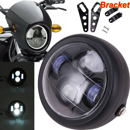 Solidspare For Harley Bobber Cafe Racer Dyna Bike 6.5" Motorcycle LED Headlight Head Lamp