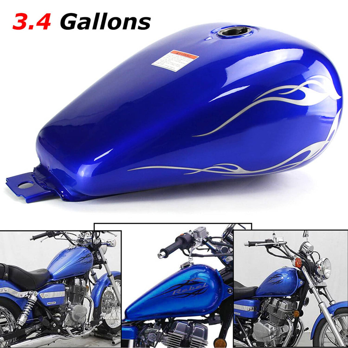 Solidspare Motorcycle CMX250C Blue  3.4 Gallons Fuel Gas Tank For Honda Rebel 250 1985-2016