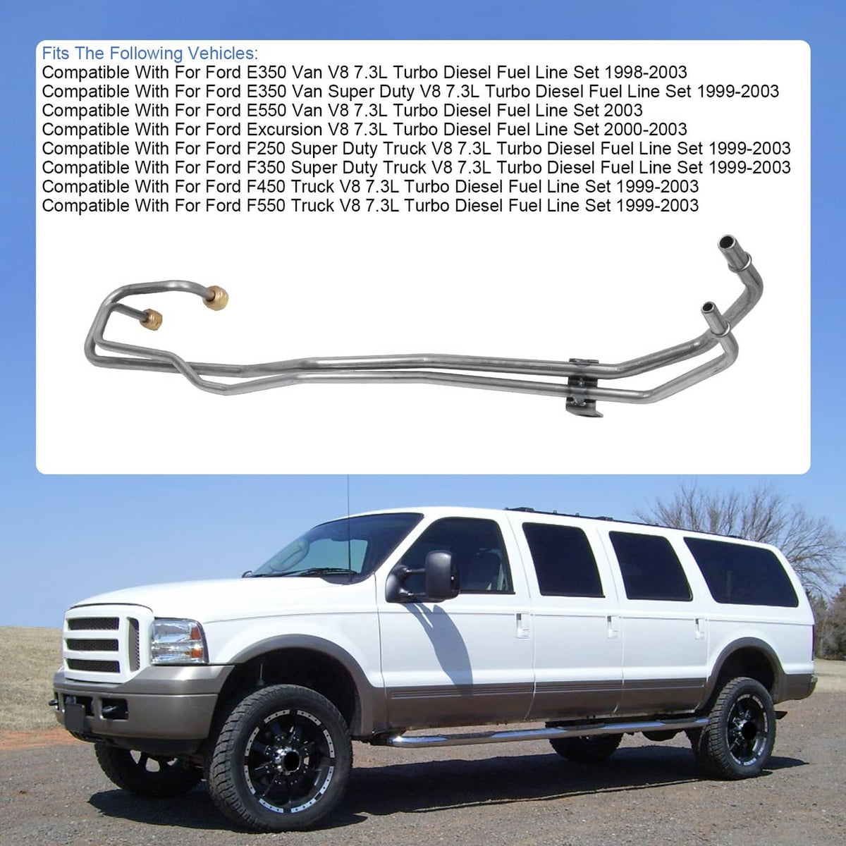 Solidspare Diesel Fuel Supply Return Line Assembly For Ford Powerstroke 7.3L 1998-2003