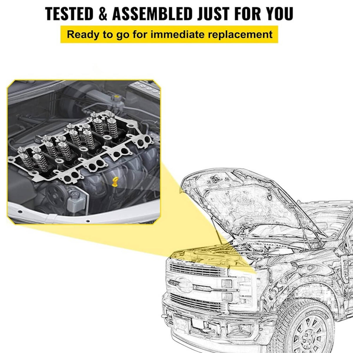 Solidspare Driver/Passenger Side Cylinder Heads Fit for 2008-10 Ford F250/350/450/550 6.4L