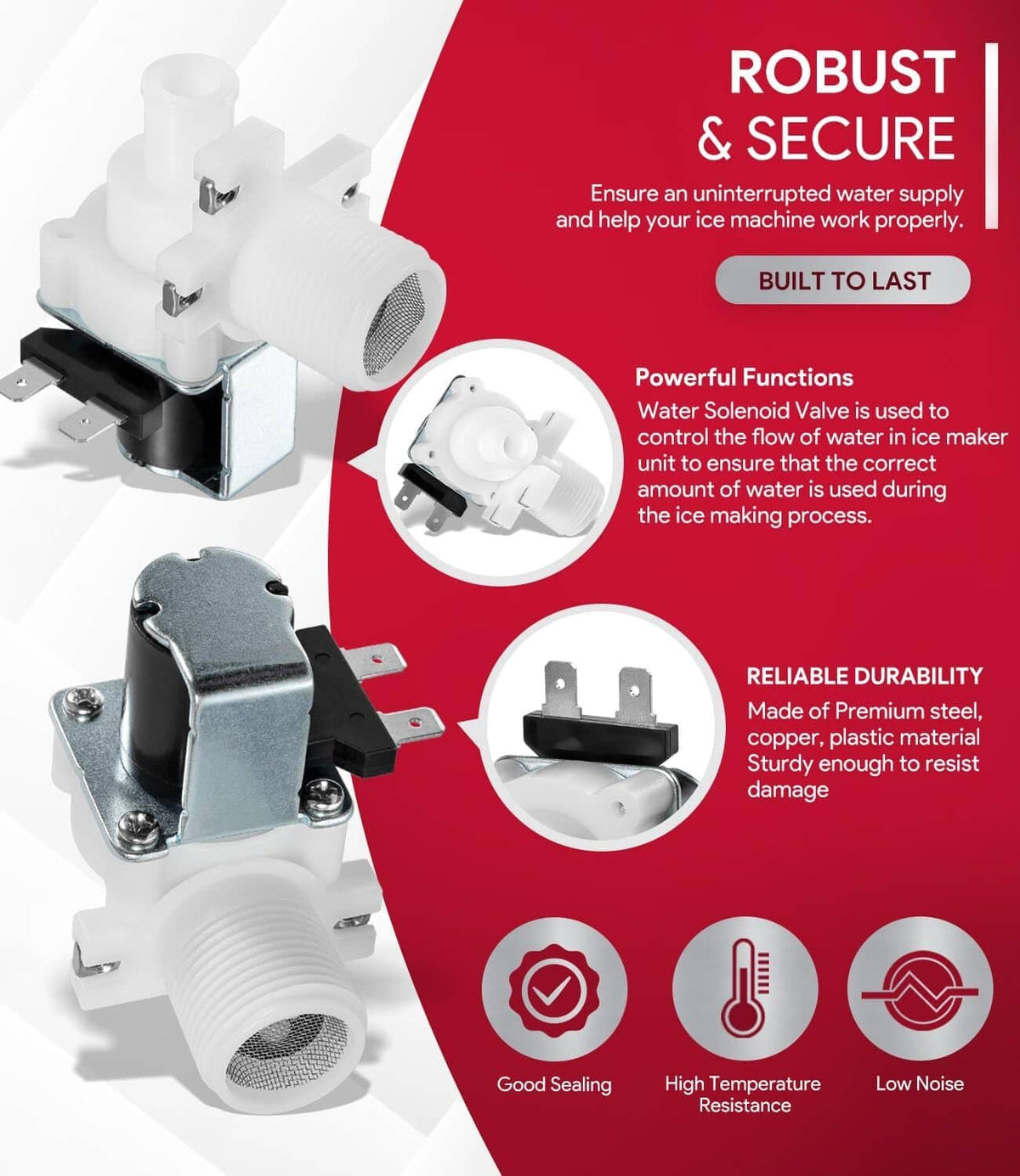 Solid Spare For Hoshizaki 3U0111-04 Water Valve, 120V, 60HZ, J248-072, HOS3U0111-04 B-500PF