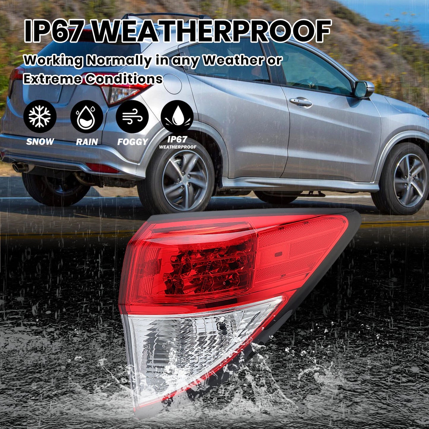 Pair Tail lights For 2016-2022 Honda HR-V HRV Rear Brake Lamp Assembly W/O Bulbs