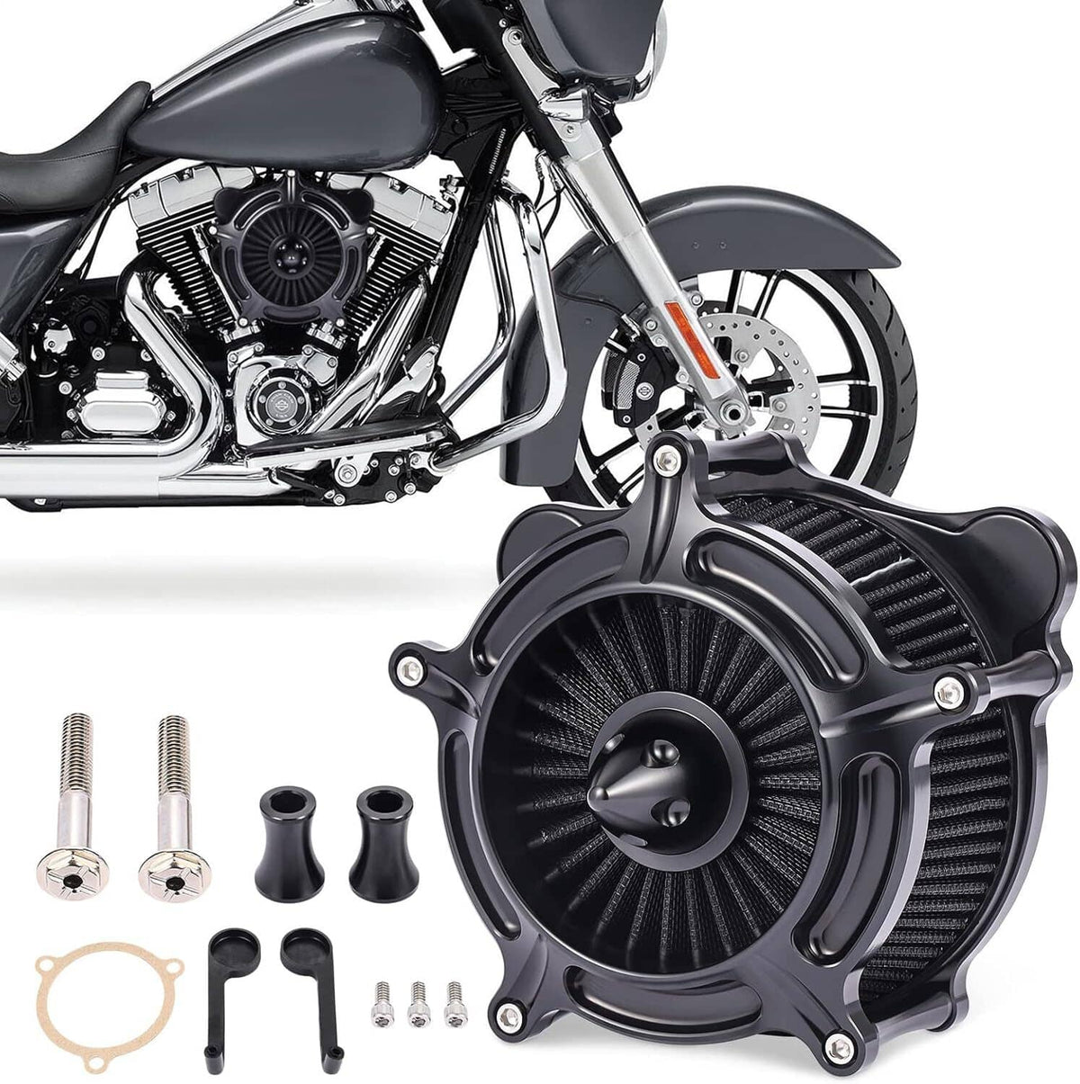 Solidspare Black Air Cleaner Intake Filter For Harley Touring Road King Street Glide 08-16