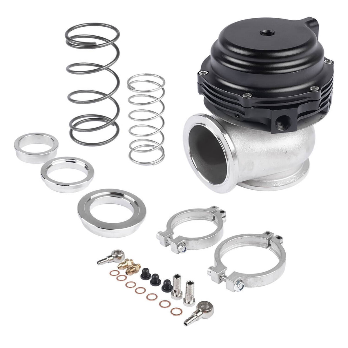 Solidspare Black 44MM Wastegate External Turbo W/ TIAL V-Band Flange Spring MV-R 14PSI