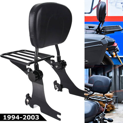 Solidspare Sissy Bar Backrest with Luggage Rack Fit for Harley 883 1200 Custom 1994-2003