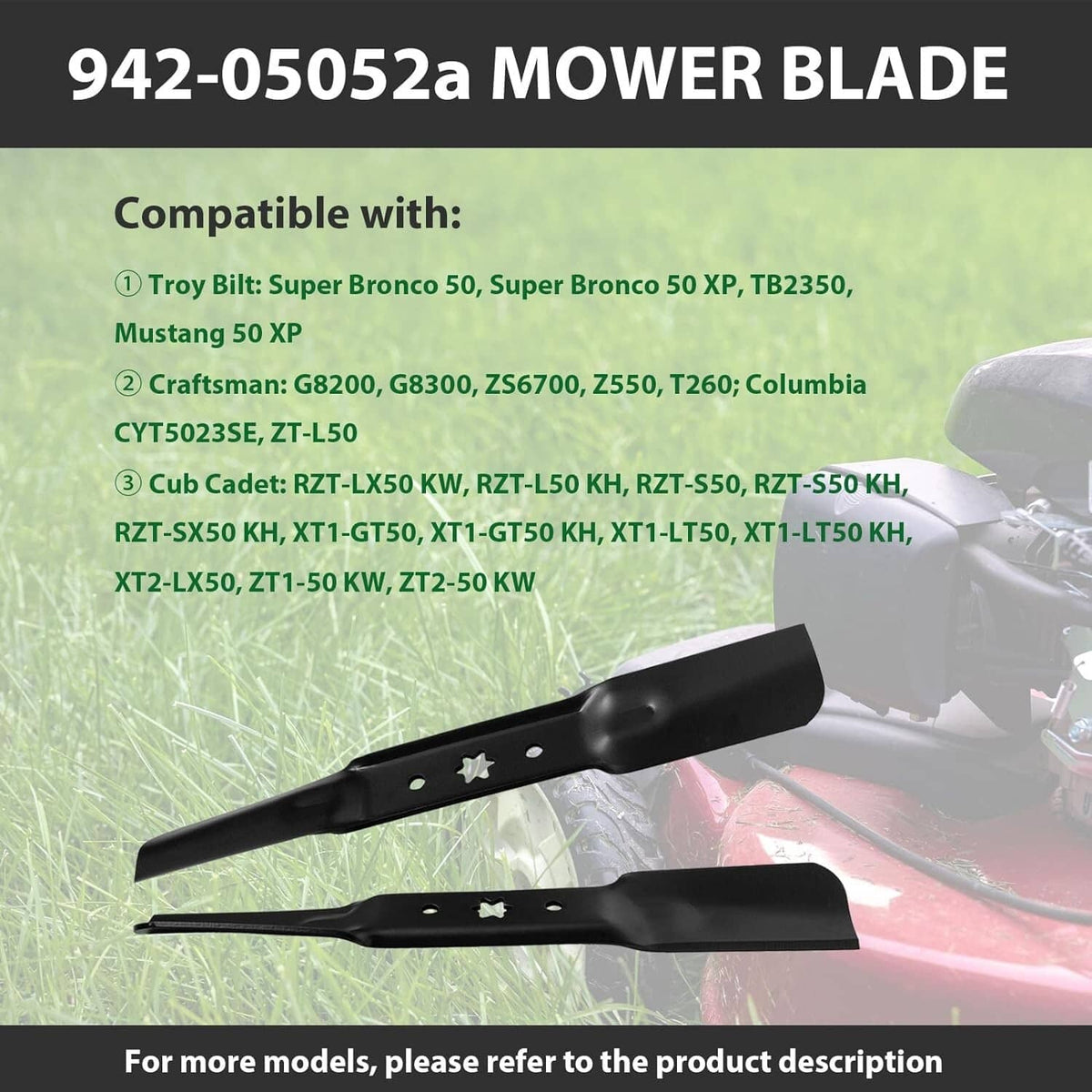 Solid Spare 50in. Cut MTD Fits Cub Cadet Troy-Bilt Replaces 942-05052A 742-05052A 3PCs