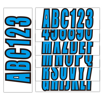 Solid Spare Boat letters and numbers registration stickers 4 Sets of A-Z & 0-9 Blue