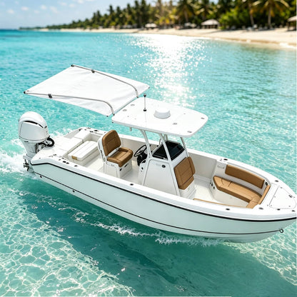 Solidspare White Boat Sun Shade 304 Stainless Steel+Fabric Canopy For Universal Boat