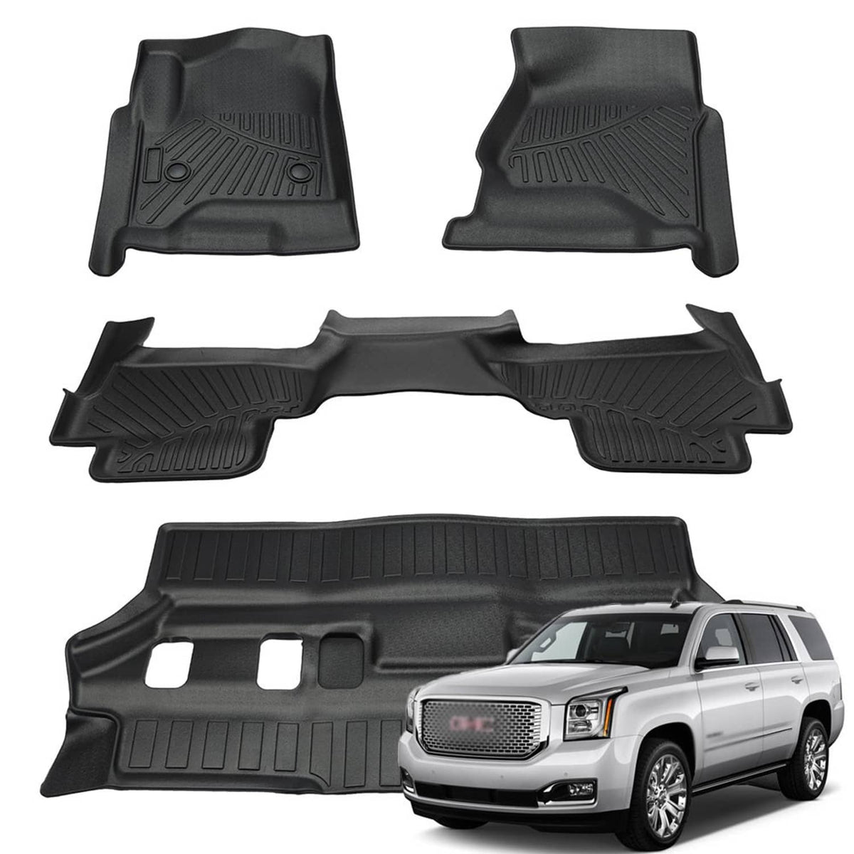 Solidspare Front & Rear Floor Mats Liner For 2015-2020 Chevrolet Tahoe / GMC Yukon (Not XL)