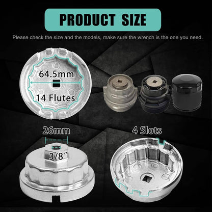 Solid Spare Oil Filter Cup Wrench Tool for Toyota and Lexus 2.5L,2.7L,3.5L,4.0L,4.6L,5.7L