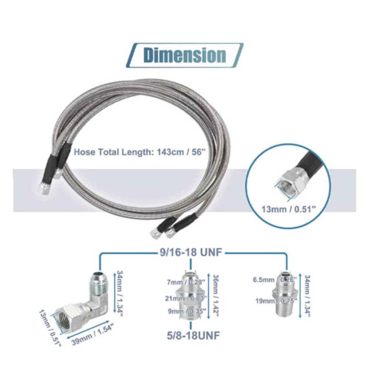 Solidspare SS Braided Transmission Cooler Hose Lines Fittings TH350/700R4/TH400 52" Length