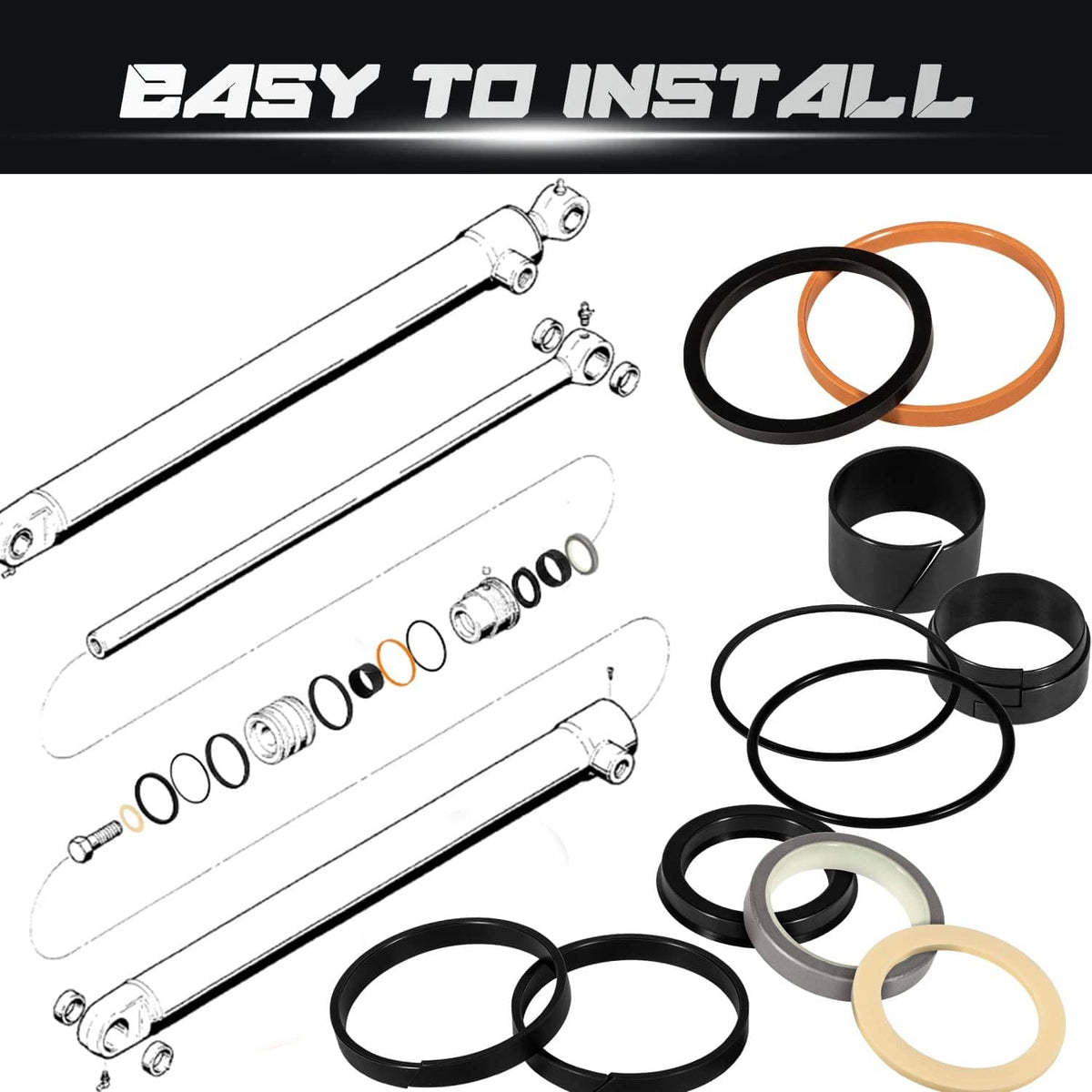 Solidspare 1543252C1 G109452 G105548 Hydraulic Cylinder Seal Kit for Case 1.5"Rod x 3"Bore