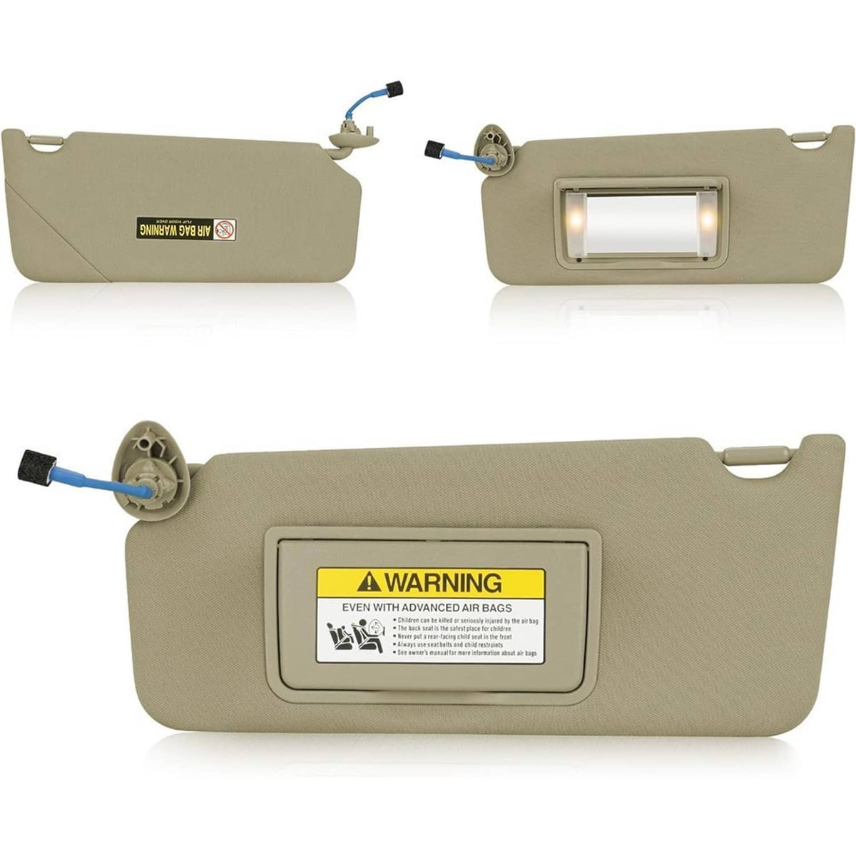 Solidspare Beige/Tan Left Driver Side Sun Visor w/Light & Mirror For Honda Accord 2008-2017