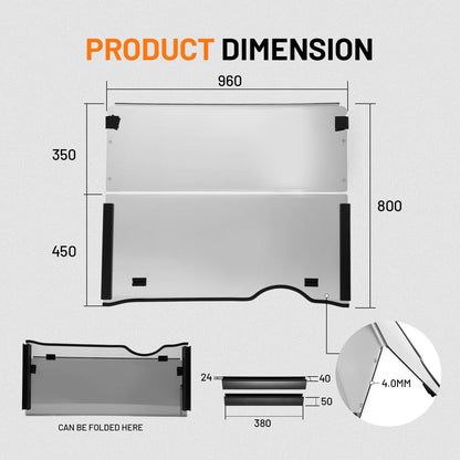 Solidspare For EZGO RXV 2008-2022 Tinted Golf Cart Full Windshield Windscreen Folding Style