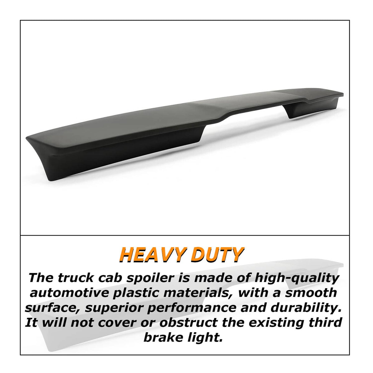 Solid Spare For Ford F-150 F150 2015-2020 Black Cab Wing Rear Window Trunk Roof Spoiler Lip