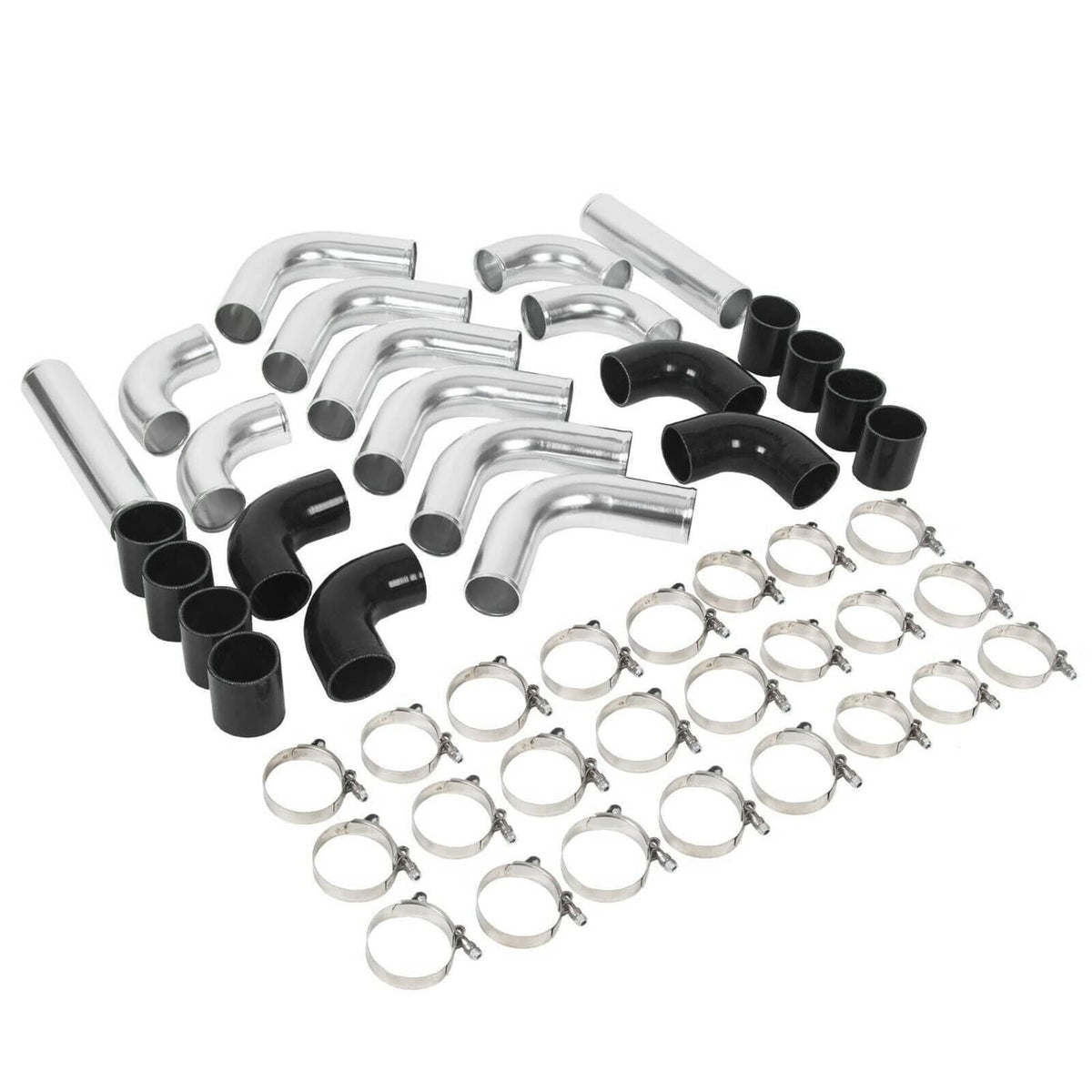 Solidspare Aluminum 12Pcs 3" Inch Intercooler Piping Kit w/Coupler + T-Clamps Universal