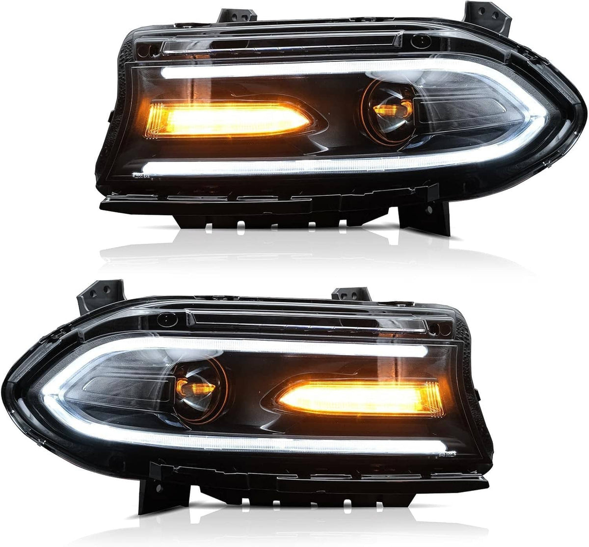 Solidspare Pair For 2015-2021 Dodge Charger LED Projector Headlights RGB Color Change Lamps