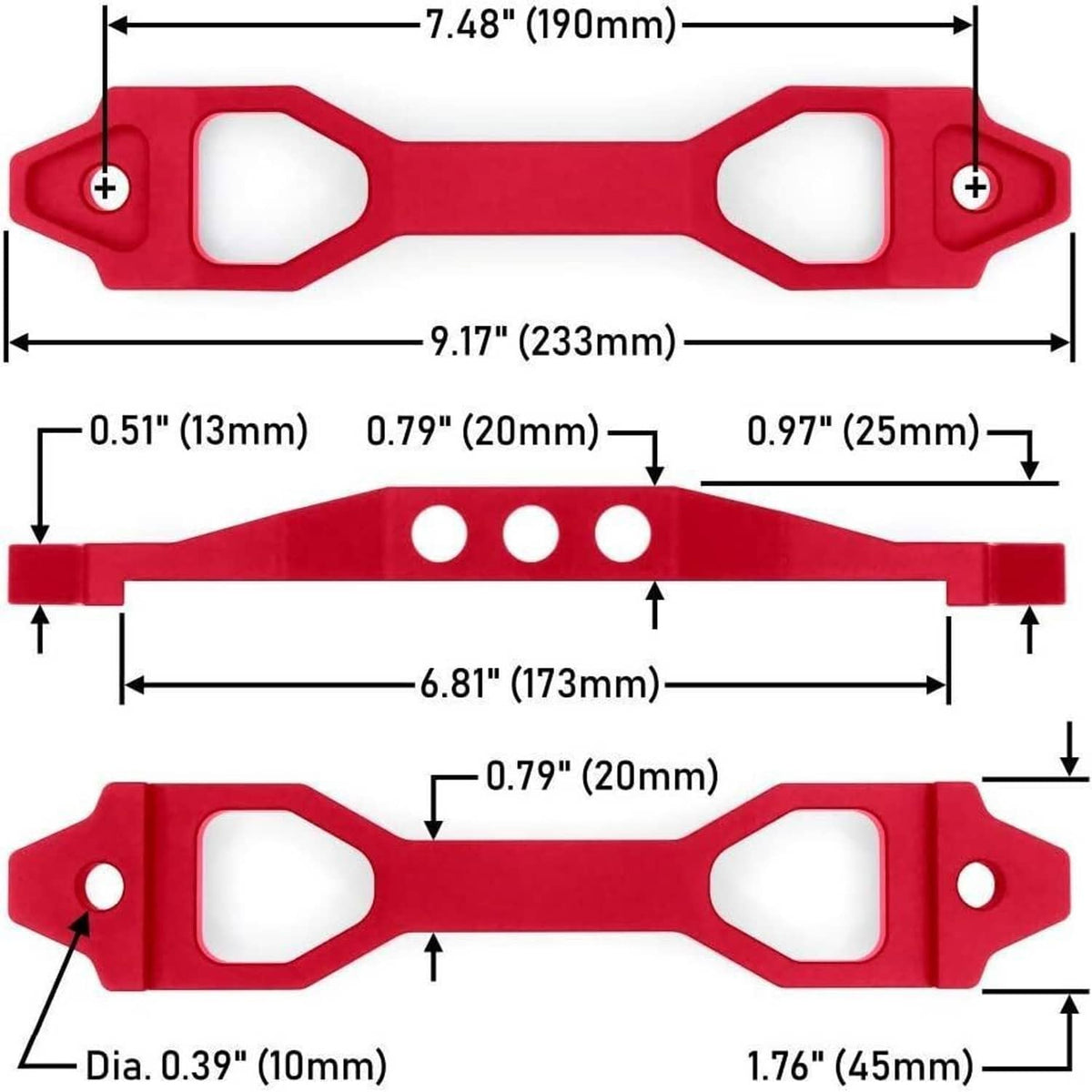 Solidspare Aluminum Car Battery Tie Down Mount Bracket Brace Bar & 10 Inch J Bolts