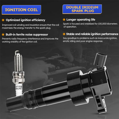 Solidspare 4X Spark Plug + 4X Ignition Coil For Kia Rio Soul Hyundai Accent Veloster UF652