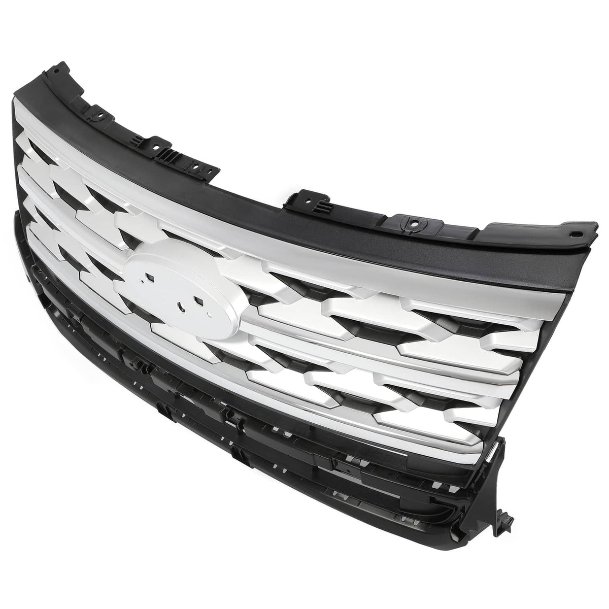 Solid Spare For Ford Explorer 2018 2019 Front Bumper Grill Upper Grille ABS Painted Chrome