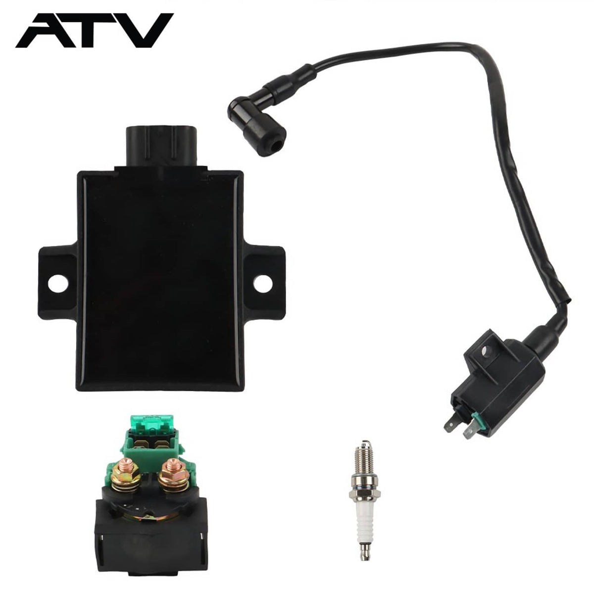 Solidspare Ignition Coil + CDI &Starter Solenoid Relay For Kawasaki Bayou 220 KLF220A 96-02