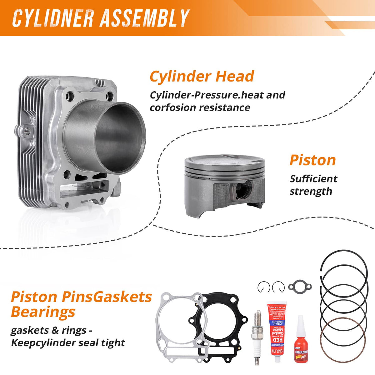 Solidspare Cylinder Piston Gasket Kit For 2008-2021 Suzuki King Quad 400 11210-27H00-0F0