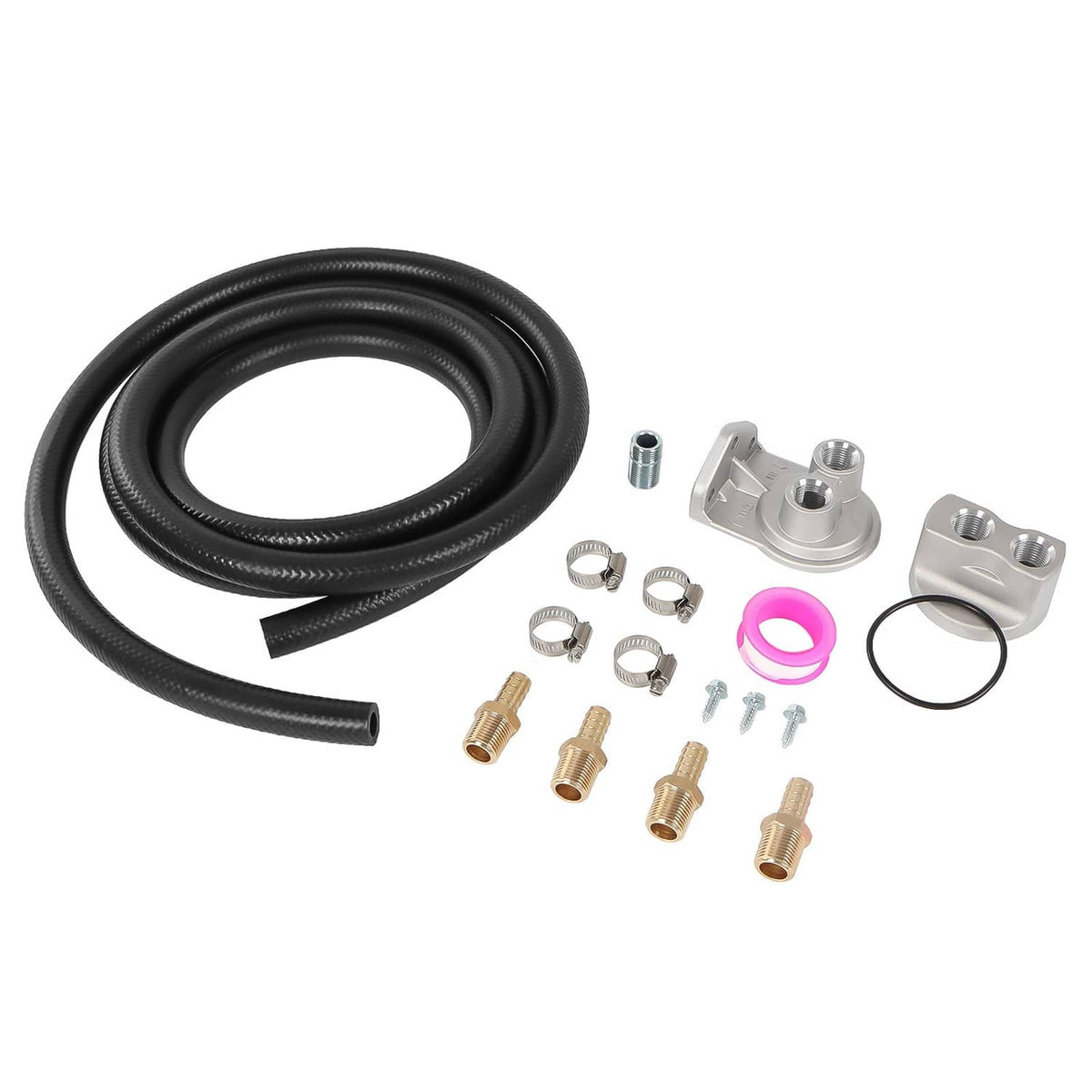 Solidspare Universal Remote Oil Filter Kit Single Filter 3/4-16 in Thread Adapter 10ft Hose