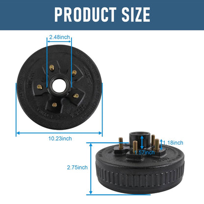 Solidspare 5 on 4.5 Trailer Hub Drum with Electric brakes 10"X2-1/4" Kits For 3500 lbs axle