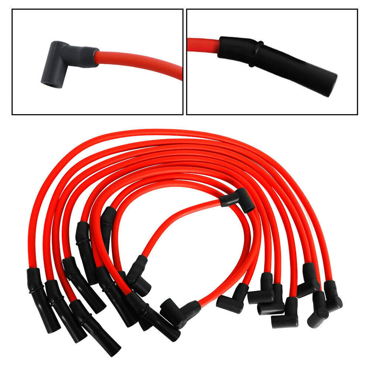 Solidspare 10Pcs Racing Spark Plug Wires 10.5mm M12259C301 For Ford 5.0L 5.8L SB SBF 302