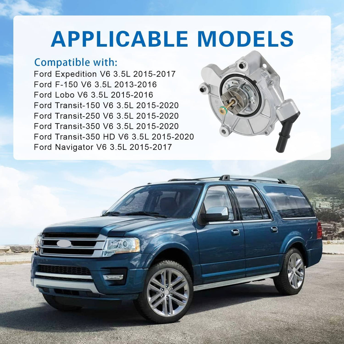Solidspare 904-858 Brake Vacuum Pump For Ford Expedition F150 V6 3.5L 2015-2017 3.5L Engine
