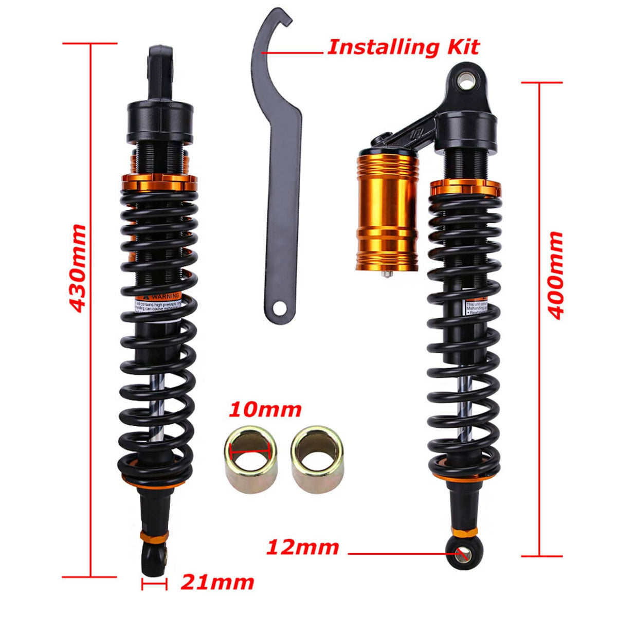 Solidspare 2X Air Shocks Absorbers 15 3/4" For Yamaha YFZ 450 Raptor 700 660 Banshee 400MM