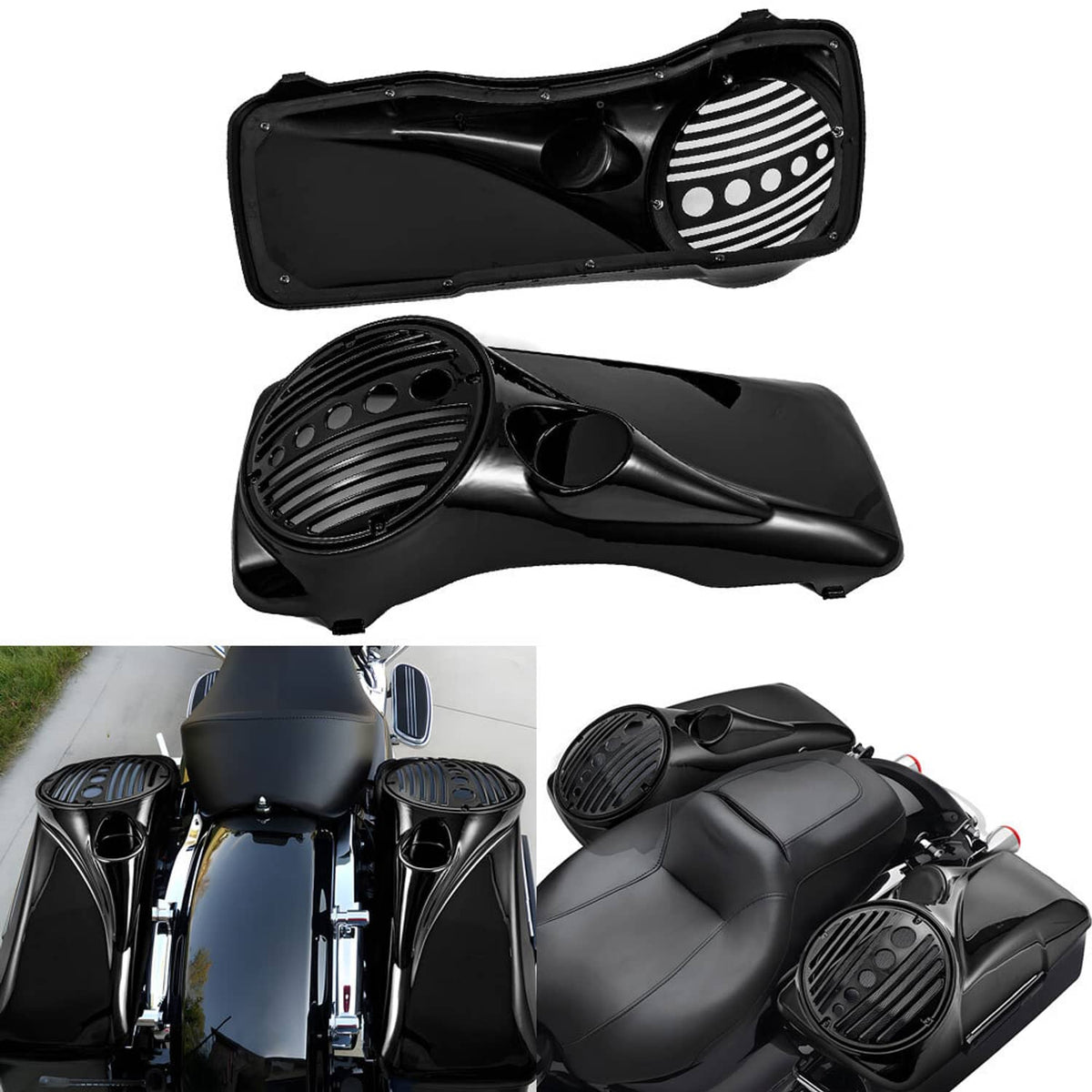 Solidspare 8" Speaker Lids w/ Tweeter port for 1994-2013 Harley Touring Hard Saddlebags