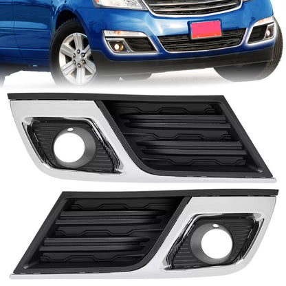 Solid Spare Fog Light Cover Bezel Trim Left & Right Black & Chrome For Chevy Traverse 13-17
