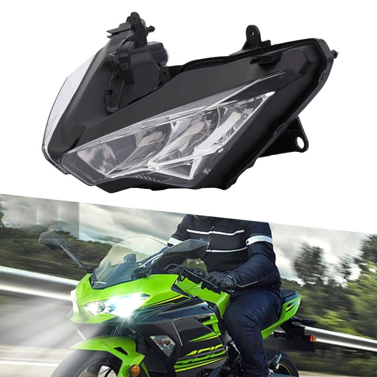 Solidspare LED Headlight Assembly for Kawasaki Ninja 400 & 650 Versys 650 &1000 #23004-0423