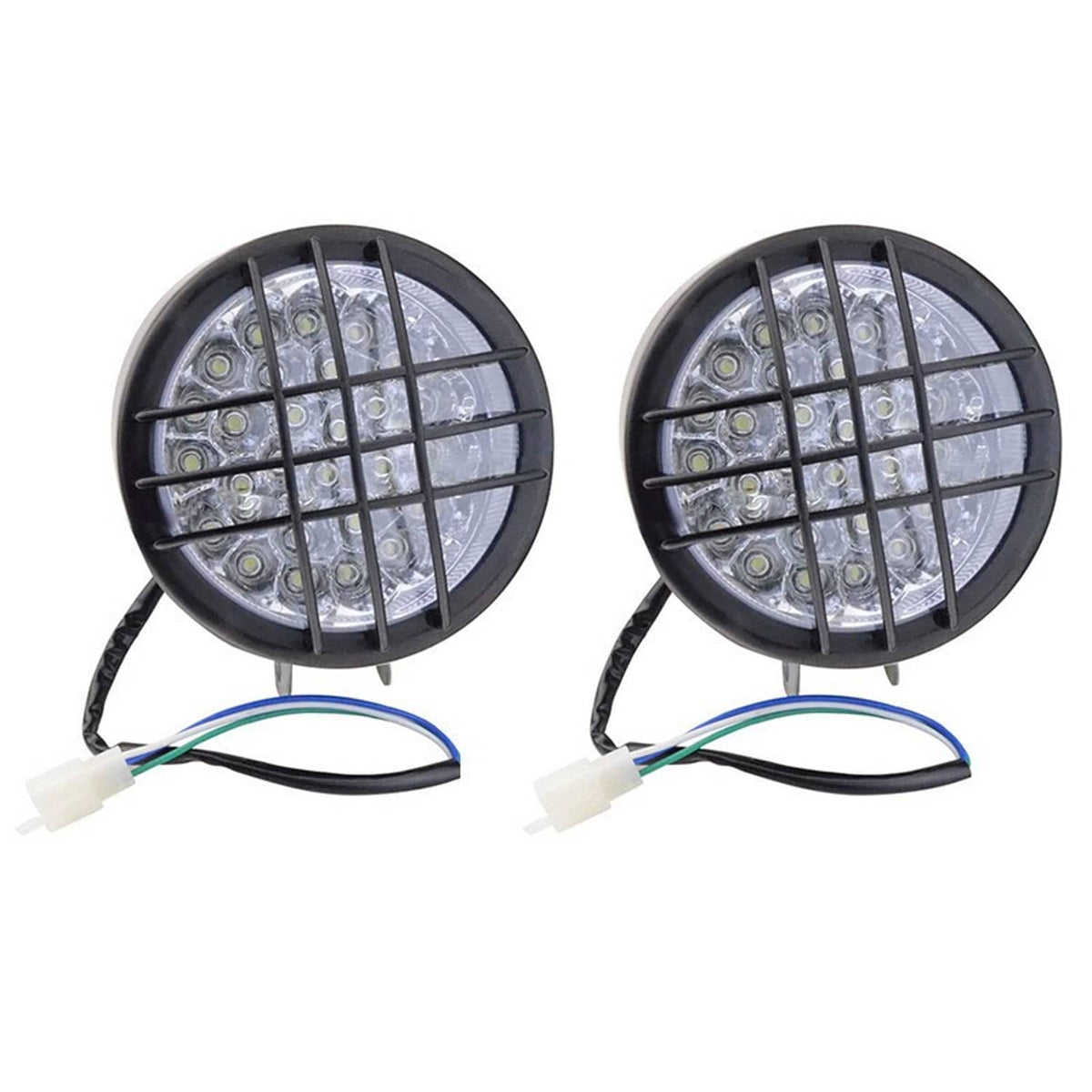 Solidspare 2Pcs LED Headlights for Yamaha Banshee 1987-2006 lens bulbs Grills Warrior 350