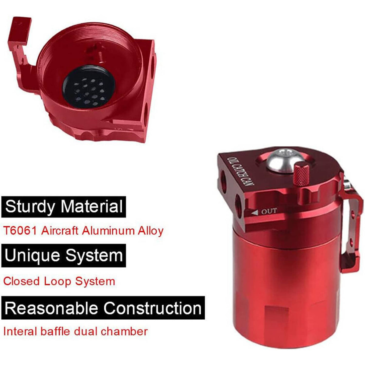 Solidspare Red Oil Catch Can Tank Reservoir Breather Cylinder W/ Filter Kit Aluminum Engine